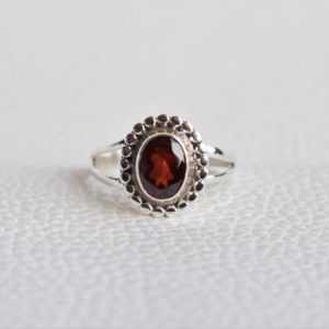 Shop Garnet Engagement Rings! Natural Garnet Ring, Boho Ring, Handmade Silver Ring, 925 Sterling Silver Ring, Designer Oval Garnet Ring, Gift for her, Anniversary Ring | Natural genuine Garnet rings, simple unique handcrafted gemstone rings. #rings #jewelry #shopping #gift #handmade #fashion #style #affiliate #ad