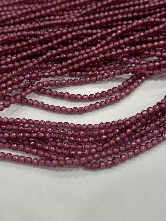 Pack Of 2 Strands Natural Garnet Round Beads,2-2.5mm Approx,15 Inches Strand,finest Quality Garnet