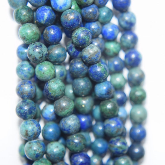 Genuine Azurite Malachite Beads - Round 4 Mm (4.2 Mm) Gemstone Beads - Full Strand 15 1/2", 85 Beads, A Quality