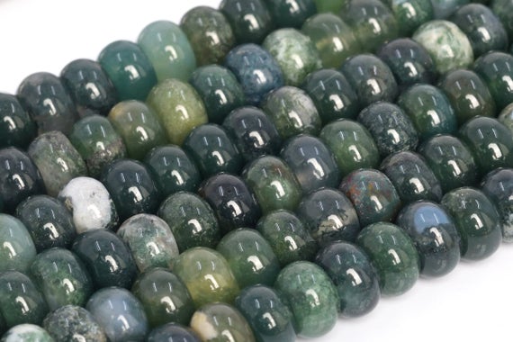 Genuine Natural Botanical Moss Agate Loose Beads Rondelle Shape 6x4mm 8x5mm