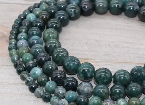 Green Moss Agate Beads, Green Round Gemstons,6mm, 8mm,10mm,12mm Full Strand 15.5inch#47