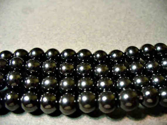 Hematite Beads Gemstone Silvery Black Round 6mm