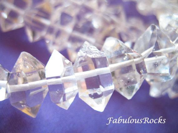5 To 50 Pcs / 8-10 Mm Or 10-12 Mm, Herkimer Diamond Crystals Nuggets Beads Raw Clear / April Birthstone M