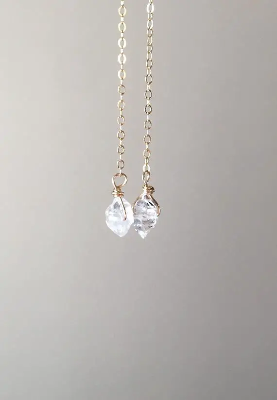 Herkimer Diamond Earrings, Earrings Dangle, April Birthstone, Tiny Drop Earrings, 30th Birthday Gift For Women, Gift For Her