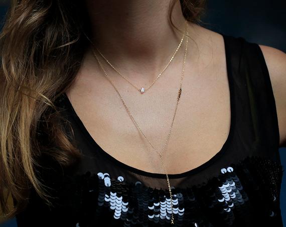 Herkimer Diamond Necklace, Dainty Gold Necklace, Petite Herkimer Necklace, Small Gemstone Necklace