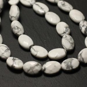 Shop Howlite Faceted Beads! Wire 39cm env – stone beads – Howlite oval 14x10mm faceted 32pc | Natural genuine faceted Howlite beads for beading and jewelry making.  #jewelry #beads #beadedjewelry #diyjewelry #jewelrymaking #beadstore #beading #affiliate #ad