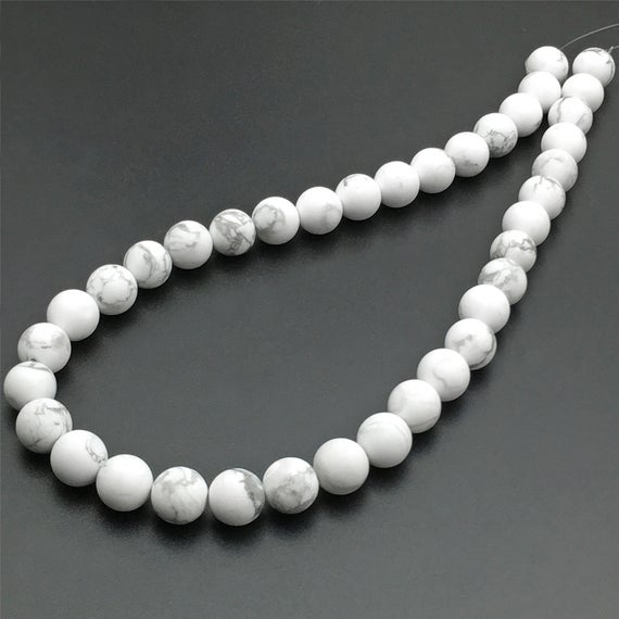 12mm Matte White Howlite Beads, Round Gemstone Beads, Wholesale Beads