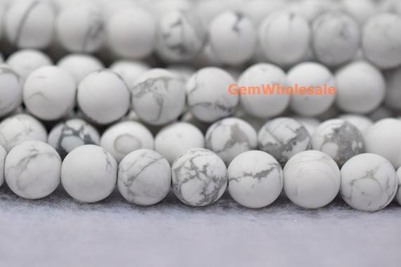 15.5" 8mm/10mm Matte Natural White Howlite Round Beads, Semi-precious Stone, Diy Beads, White Gemstone Wholesale, Frosted White Howlite