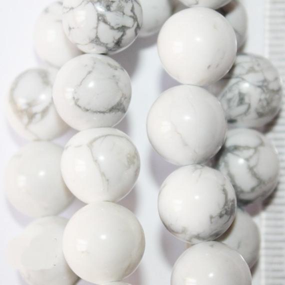Genuine White Howlite Beads - Round 10 Mm Gemstone Beads - Full Strand 16", 37 Beads, Aa Quality, Item 1