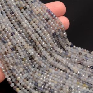 Shop Iolite Faceted Beads! 4x3MM Iolite Gemstone Grade AA Micro Faceted Rondelle Beads 15.5 inch Full Strand BULK LOT 1,2,6,12 and 50(80009979-A202) | Natural genuine faceted Iolite beads for beading and jewelry making.  #jewelry #beads #beadedjewelry #diyjewelry #jewelrymaking #beadstore #beading #affiliate #ad