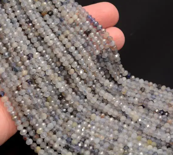 4x3mm Iolite Gemstone Grade Aa Micro Faceted Rondelle Beads 15.5 Inch Full Strand Bulk Lot 1,2,6,12 And 50(80009979-a202)