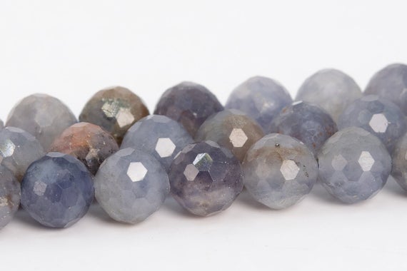 7mm Light Color Iolite Beads Grade A Genuine Natural Gemstone Micro Faceted Round Loose Beads 15.5" / 7.5" Bulk Lot Options (109067)