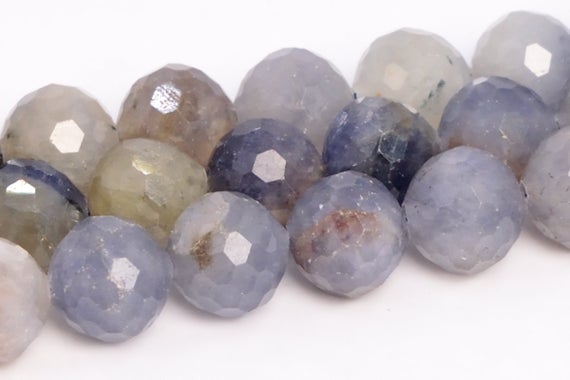9mm Light Color Iolite Beads Grade A Genuine Natural Gemstone Micro Faceted Round Loose Beads 15.5" / 7.5" Bulk Lot Options (109072)