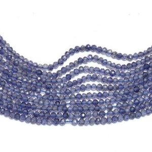Shop Iolite Faceted Beads! AAA+ Iolite Gemstone Micro Faceted Rondelle Beads | 13inch Strand | Natural Blue Iolite Semi Precious Gemstone 2mm-2.5mm Beads for Jewelry | Natural genuine faceted Iolite beads for beading and jewelry making.  #jewelry #beads #beadedjewelry #diyjewelry #jewelrymaking #beadstore #beading #affiliate #ad