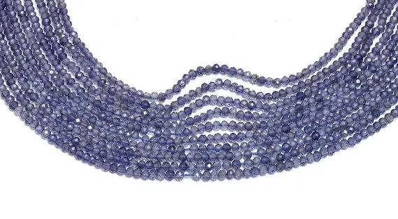 Aaa+ Iolite Gemstone Micro Faceted Rondelle Beads | 13inch Strand | Natural Blue Iolite Semi Precious Gemstone 2mm-2.5mm Beads For Jewelry