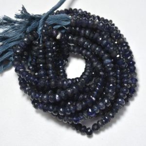 Shop Iolite Faceted Beads! IOLITE Rondelle Faceted Beads, Iolite Gemstone Rondelle Beads, Faceted Iolite Loose Beads, Gemstone Bead, 9 Inch Strand | Natural genuine faceted Iolite beads for beading and jewelry making.  #jewelry #beads #beadedjewelry #diyjewelry #jewelrymaking #beadstore #beading #affiliate #ad
