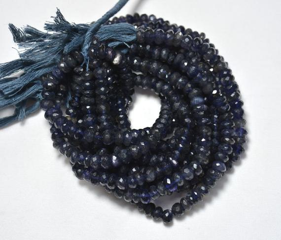 Iolite Rondelle Faceted Beads, Iolite Gemstone Rondelle Beads, Faceted Iolite Loose Beads, Gemstone Bead, 9 Inch Strand