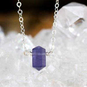 Shop Iolite Necklaces! Dainty Iolite Necklace – Water Sapphire Necklace – Raw Crystal Necklace – September Birthday Gift for Her – Birthstone Necklace | Natural genuine Iolite necklaces. Buy crystal jewelry, handmade handcrafted artisan jewelry for women.  Unique handmade gift ideas. #jewelry #beadednecklaces #beadedjewelry #gift #shopping #handmadejewelry #fashion #style #product #necklaces #affiliate #ad
