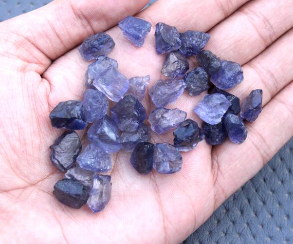 25 Piece Blue Iolite Rough Size 12-14 Mm Raw Natural Untreated Gemstone Raw Aaa Grade Iolite Raw Stone Mineral Beautiful Iolite Mine Rough