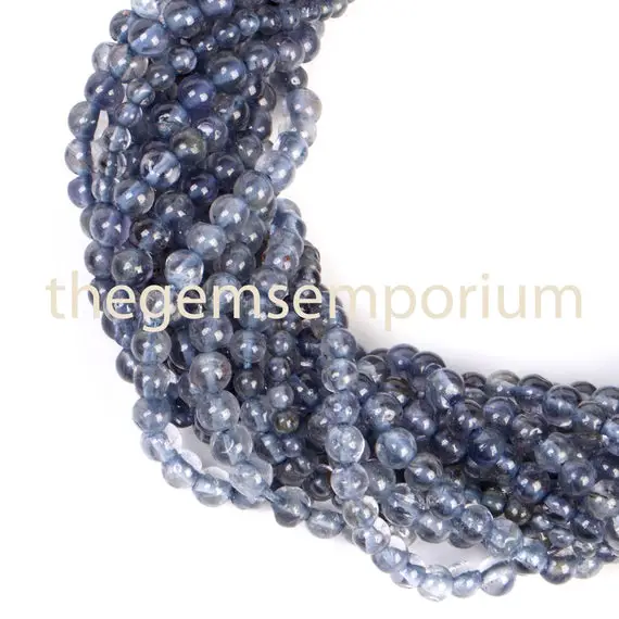 Iolite Plain Smooth 3-4mm Round Gemstone Beads, Iolite Plain Round Shape Beads, Iolite Round Shape Beads, Iolite Plain Smooth Beads