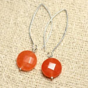 Shop Jade Earrings! Earrings 925 sterling silver and faceted beads 14mm Orange Jade – stone | Natural genuine Jade earrings. Buy crystal jewelry, handmade handcrafted artisan jewelry for women.  Unique handmade gift ideas. #jewelry #beadedearrings #beadedjewelry #gift #shopping #handmadejewelry #fashion #style #product #earrings #affiliate #ad