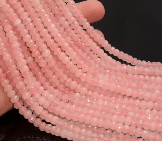 6x4mm Rose Pink Jade Gemstone Faceted Rondelle 6x4mm Loose Beads 15 Inch Full Strand Lot 1,2,6,12 And 50 (90182811-777)
