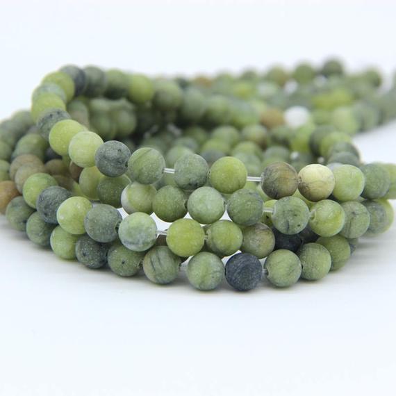 Matte Green Jade Beads Nephrite Beads Natural Olive Jade Beads 6mm 8mm 10mm Green Mala Beads Olive Gemstone Beads Green Jewelry Supplies