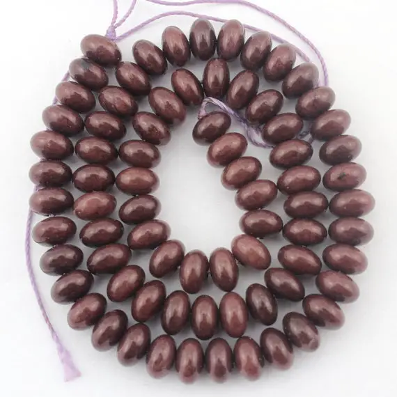 5x8mm Brown Jade Rondelle Beads, Smooth Oval Beads Healing Energy, Loose Beads For Bracelet Necklace Jewelry Making-15inches--80pcs---ebt106