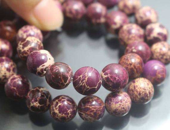 Purple Sea Sediment Jasper Gemstone Beads,6mm/8mm/10mm/12mm Smooth And Round Stone Beads,15 Inches One Starand
