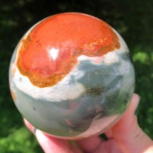 Shop Jasper Shapes! 3.1" Colorful Polychrome Jasper Sphere Pink Red Blue Crystal Gemstone Ball #2 | Natural genuine stones & crystals in various shapes & sizes. Buy raw cut, tumbled, or polished gemstones for making jewelry or crystal healing energy vibration raising reiki stones. #crystals #gemstones #crystalhealing #crystalsandgemstones #energyhealing #affiliate #ad