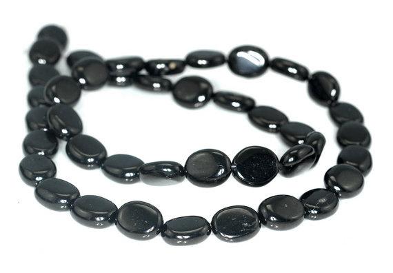 10x8mm Black Jet Gemstone Oval Loose Beads 16 Inch Full Strand Lot 1,2,6,12 And 50 (90186923-825)