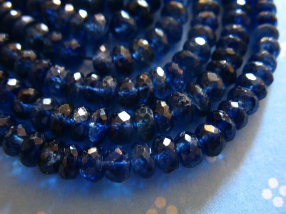 Kyanite Rondelles Beads, Luxe Aa/aaa, 10-15 Pcs, 3-5 Mm, Finest Kashmir Sapphire Blue, Faceted, Bridal Brides September Tr