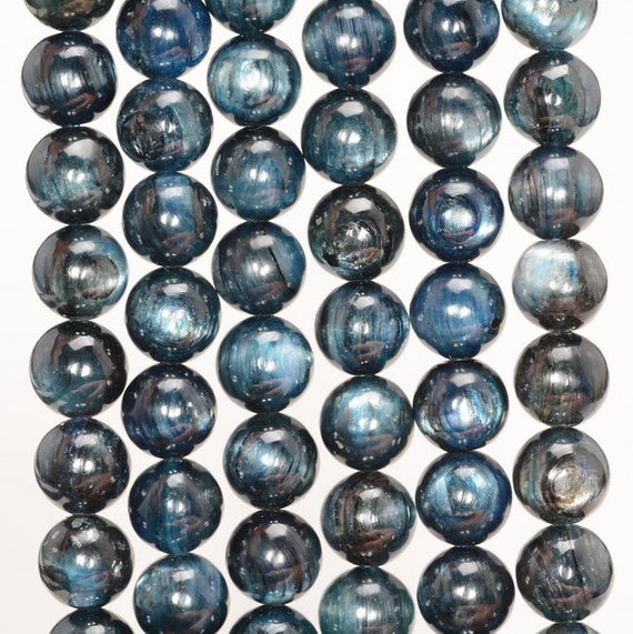8mm Melody Kyanite Gemstone Grade A Dark Blue Round 8mm Loose Beads 7 Inch Half Strand (90147992-346)