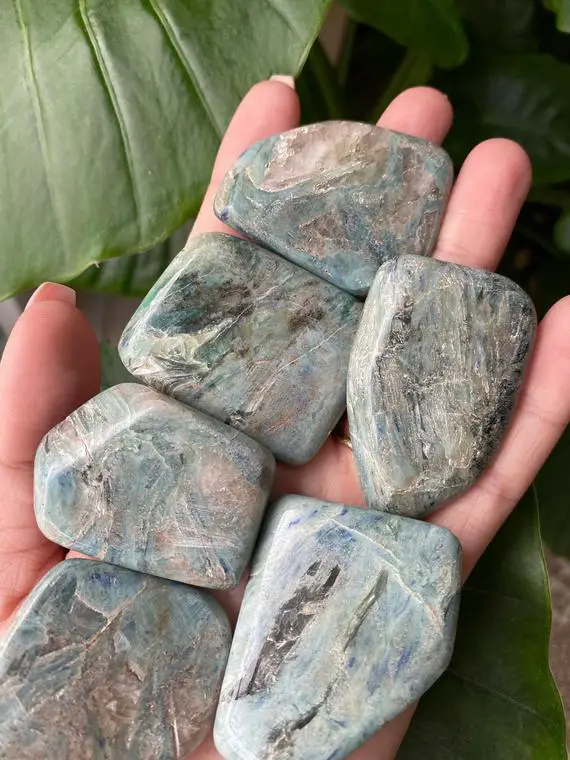 One Kyanite Flat Stone, Blue Kyanite, Home Office Decor,  Crystal Decor