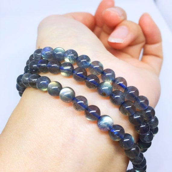 Aaa Labradorite Bracelet, Multi Layer Gemstone Bracelet, Unique Gifts, Strong Blue Sheen, Christmas Gift, Protection Jewelry, Best Gifts