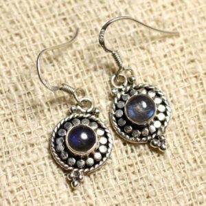 Shop Labradorite Earrings! BO210 – Boucles oreilles Argent 925 et Pierre – Labradorite Ronds 6mm | Natural genuine Labradorite earrings. Buy crystal jewelry, handmade handcrafted artisan jewelry for women.  Unique handmade gift ideas. #jewelry #beadedearrings #beadedjewelry #gift #shopping #handmadejewelry #fashion #style #product #earrings #affiliate #ad