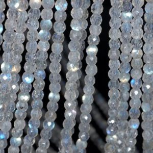 Shop Labradorite Beads! 4mm Labradorite Gemstone Blue Grade AAA Light Grey Faceted Round Loose Beads 15.5 inch Full Strand (80001644-790) | Natural genuine beads Labradorite beads for beading and jewelry making.  #jewelry #beads #beadedjewelry #diyjewelry #jewelrymaking #beadstore #beading #affiliate #ad