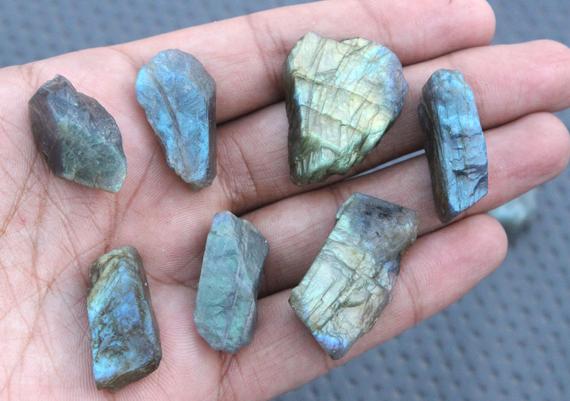 Fortune Quality 5 Pieces Labradorite Raw Size 20-30 Mm Natural Labradorite Rare Rough Handcrafted Labradorite Blue Flashy Rough Labradorite