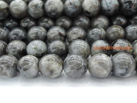 15.5" 8mm Black Labradorite Round Beads, Larvikite Beads, Black Gemstone, Semi-precious Stone