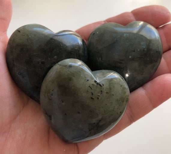 Labradorite Puffy Gemstone Heart, 45mm Heart, Healing Stones, Healing Crystal, Chakra Stones, Spiritual Stone, Gemstone