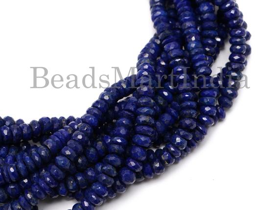 Natural Lapis Lazuli Faceted Rondelle Shape Loose Beads, Lapis Lazuli Faceted Beads, Lapis Lazuli Rondelle Beads, Lapis Lazuli Beads