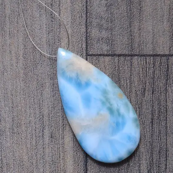 Larimar Gemstone 22x45mm Pear Smooth Loose Briolette Bead | Natural Larimar Rare Size Semi Precious Gemstone Loose | Larimar Pendant Piece