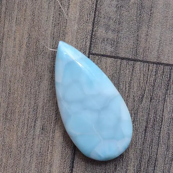 Rare Size Larimar Gemstone 22x45mm Pear Smooth Loose Briolette Bead | Natural Larimar Semi Precious Gemstone Loose | Larimar Pendant Piece