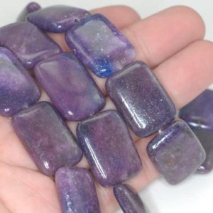 Shop Lepidolite Bead Shapes! 25X18mm Violet Purple Lepidolite Gemstone Grade AA Rectangle Loose Beads 7.5 inch Half Strand (90188072-703C) | Natural genuine other-shape Lepidolite beads for beading and jewelry making.  #jewelry #beads #beadedjewelry #diyjewelry #jewelrymaking #beadstore #beading #affiliate #ad