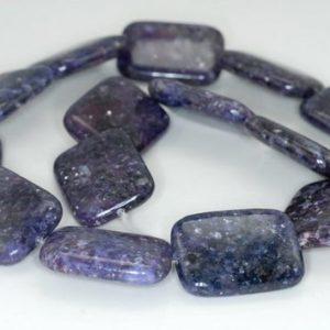 Shop Lepidolite Bead Shapes! 30X22mm Dark Purple Lepidolite Gemstone Grade AA Rectangle Loose Beads 16.5 inch Full Strand (90187817-667) | Natural genuine other-shape Lepidolite beads for beading and jewelry making.  #jewelry #beads #beadedjewelry #diyjewelry #jewelrymaking #beadstore #beading #affiliate #ad
