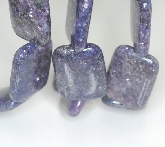 30x22mm Purple Lepidolite Gemstone Grade Aa Rectangle Loose Beads 8 Inch Half Strand (90188071-703c)
