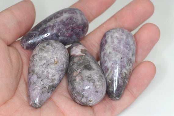 50x25mm Purple White Lepidolite Gemstone Grade Aa Teardrop Loose Beads 2 Beads (90187961-708b)