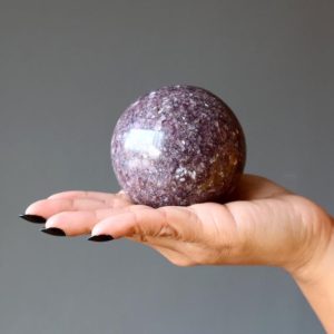 Shop Lepidolite Shapes! Lepidolite Sphere, Natural Orgonite Purple Crystal Ball | Natural genuine stones & crystals in various shapes & sizes. Buy raw cut, tumbled, or polished gemstones for making jewelry or crystal healing energy vibration raising reiki stones. #crystals #gemstones #crystalhealing #crystalsandgemstones #energyhealing #affiliate #ad