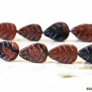 Shop Mahogany Obsidian Earrings! L/ Mahogany Obsidian 15x20mm Flat Leaf Beads 15.5" long Brown Color Gemstone Carved Flat Leaf Shape For Earring, Charms, Jewelry Making | Natural genuine Mahogany Obsidian earrings. Buy crystal jewelry, handmade handcrafted artisan jewelry for women.  Unique handmade gift ideas. #jewelry #beadedearrings #beadedjewelry #gift #shopping #handmadejewelry #fashion #style #product #earrings #affiliate #ad