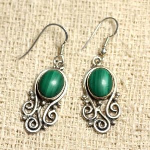 Shop Malachite Earrings! BO203 – earrings 925 sterling silver and stone – 27mm Malachite Arabesques | Natural genuine Malachite earrings. Buy crystal jewelry, handmade handcrafted artisan jewelry for women.  Unique handmade gift ideas. #jewelry #beadedearrings #beadedjewelry #gift #shopping #handmadejewelry #fashion #style #product #earrings #affiliate #ad